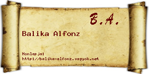 Balika Alfonz névjegykártya
